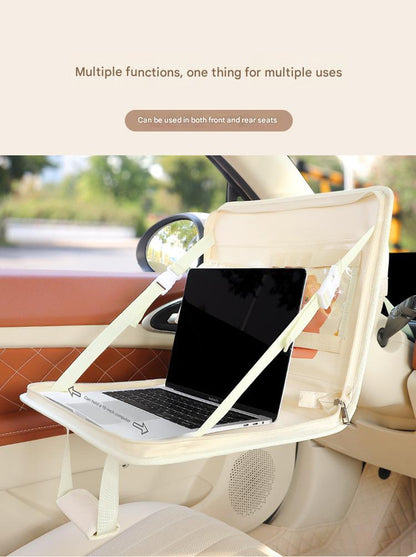 Misty Rose Foldable Car Back Seat Travel Organizer Tray with Tablet Holder Craft Storage & Lighting