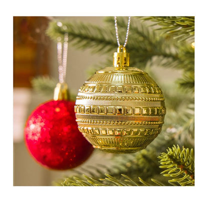 Dark Khaki Red 50-Piece Assorted Christmas Bauble Set – Shatterproof Ornaments with Mixed Finishes for Holiday Tree Decor Xmas