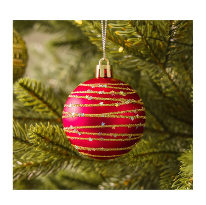 Dark Olive Green Red 50-Piece Assorted Christmas Bauble Set – Shatterproof Ornaments with Mixed Finishes for Holiday Tree Decor Xmas