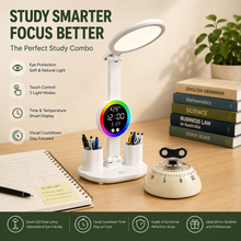 Light Gray Study Smarter Bundle LED Reading Lamp with Smart Display Pen Holders & White Magnetic Countdown Timer Commercial > Commercial Others > Office Supplies
