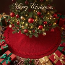 Black Knitted Christmas Tree Skirt 36 Inch Red Round Tree Base Cover with Cable Knit Border Soft Holiday Tree Skirt Rustic Christmas Decor for Home Fireplace Party Festive Gift Display Christmas