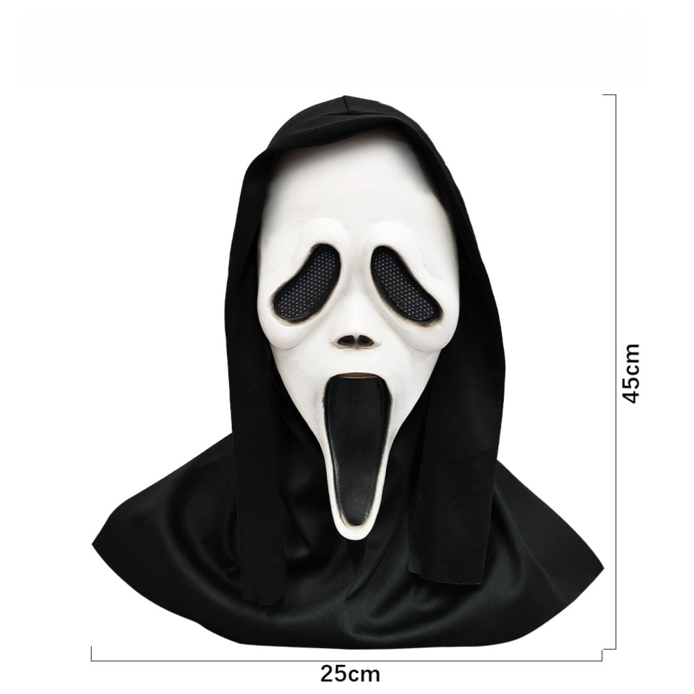 Scream Ghost Face Mask - Halloween Cosplay Latex Hood Mask for Horror Parties, Masquerades and Haunted Houses (Style 2)