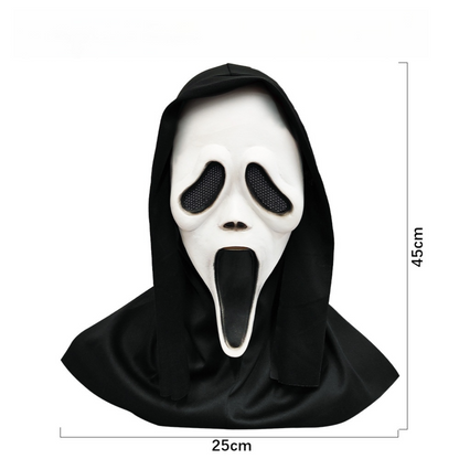Scream Ghost Face Mask - Halloween Cosplay Latex Hood Mask for Horror Parties, Masquerades and Haunted Houses (Style 2)