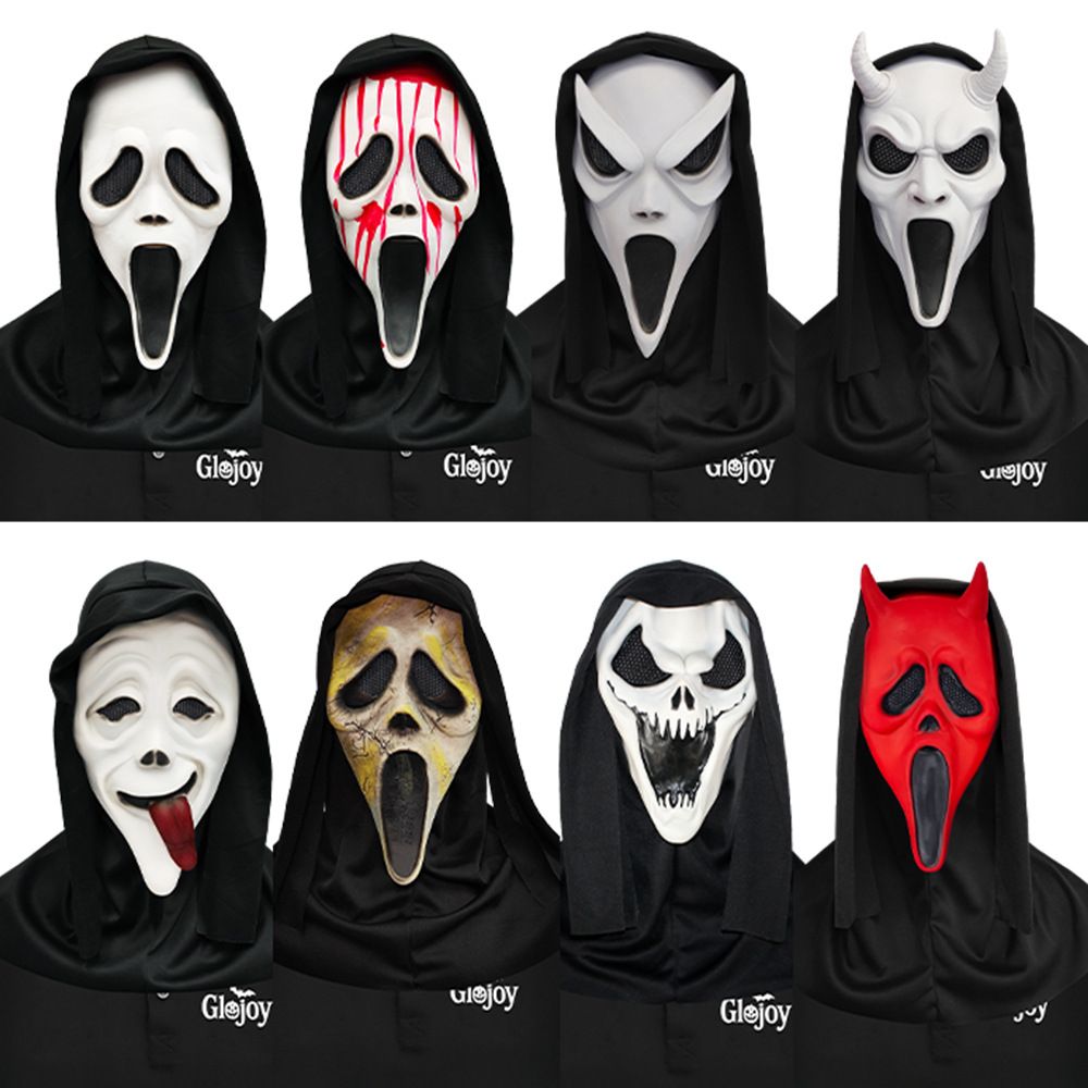 Scream Ghost Face Mask - Halloween Cosplay Latex Hood Mask for Horror Parties, Masquerades and Haunted Houses (Style 2)