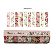 White Smoke 10-Roll Floral Washi Tape Set (Style 1) - 15 mm x 2 m Decorative Flower Pattern Craft Tape for Journaling, Scrapbooking, Planner Decoration and DIY Projects Commercial > Commercial Others > Office Supplies