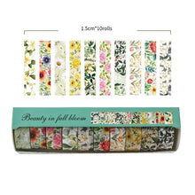 White Smoke 10-Roll Floral Washi Tape Set (Style 2) - 15 mm x 2 m Decorative Flower Pattern Craft Tape for Journaling, Scrapbooking, Planner Decoration and DIY Projects Commercial > Commercial Others > Office Supplies