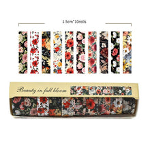 White Smoke 10-Roll Floral Washi Tape Set (Style 3) - 15 mm x 2 m Decorative Flower Pattern Craft Tape for Journaling, Scrapbooking, Planner Decoration and DIY Projects Commercial > Commercial Others > Office Supplies