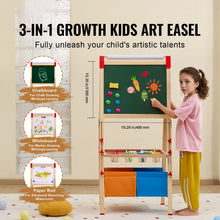 Gray Art Easel for Kids, 3-in-1 Wooden Double-Sided Kid's Art Easel with Magnetic Whiteboard, Chalkboard, Paper Roll, Adjustable Standing Drawing Board with Painting Accessories, Storage for Boy Girl Kids Furniture & Easels