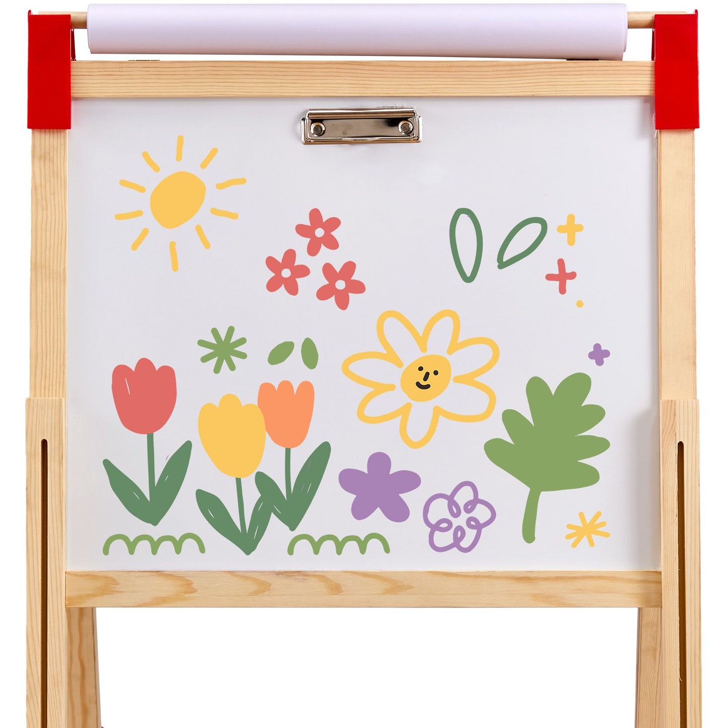 White Smoke Art Easel for Kids, 3-in-1 Wooden Double-Sided Kid's Art Easel with Magnetic Whiteboard, Chalkboard, Paper Roll, Adjustable Standing Drawing Board with Painting Accessories, Storage for Boy Girl Kids Furniture & Easels