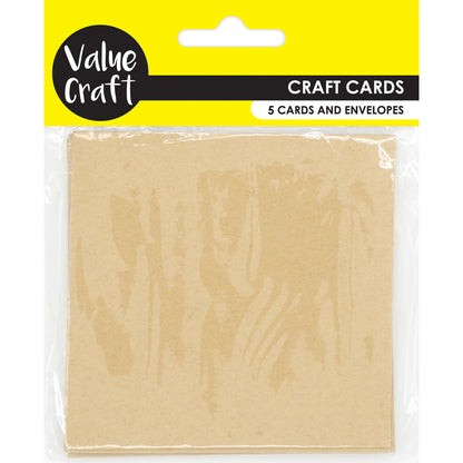 Tan Craft Cards With Envelopes Natural 5Pcs Party