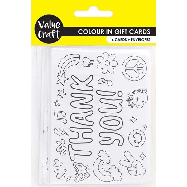 Lavender Party DIY Colour in Gift Cards with Envelopes, Thank You Theme, 6pk Party