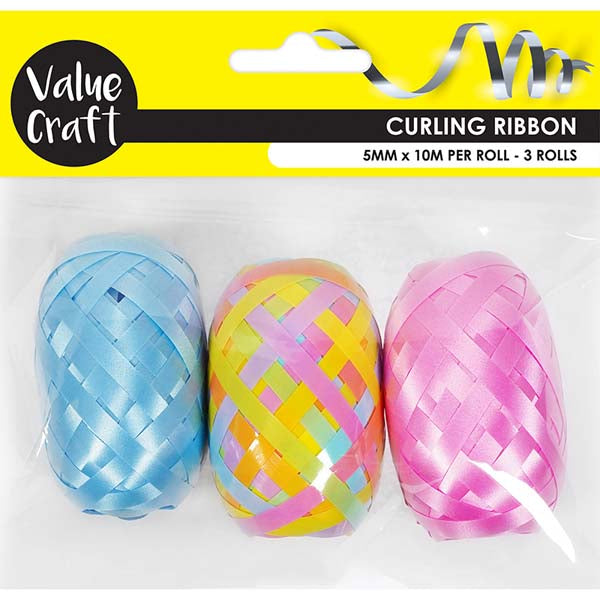 Lavender Curling Ribbon, Pastel Rainbow Mix, 10m/ roll, 3pk Party