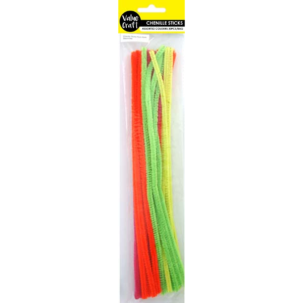 Lavender Chenille Sticks, Fluorescent Colours, 60pcs Kids Activities