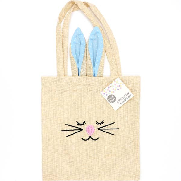 Bisque Easter Hession Tote Bag, Blue Bunny, 20.5x22cm, 1pk Easter