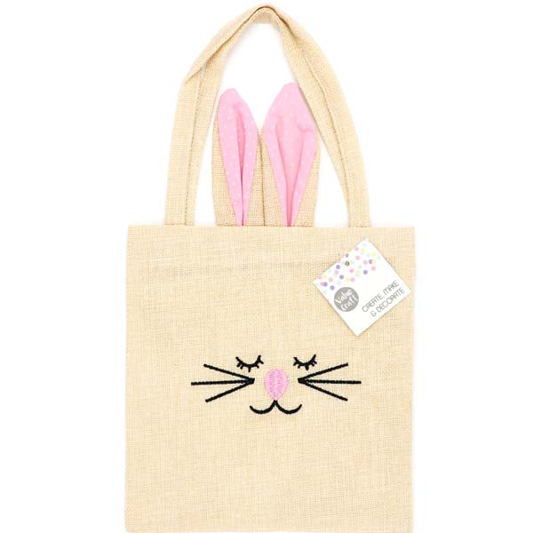 Bisque Easter Hession Tote Bag, Pink Bunny, 20.5x22cm, 1pk Easter