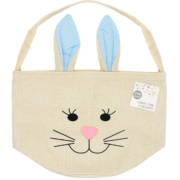 White Smoke Easter Hession Basket, Blue Bunny, 20x18cm, 1pk Easter