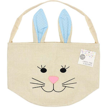 White Smoke Easter Hession Basket, Blue Bunny, 20x18cm, 1pk Easter