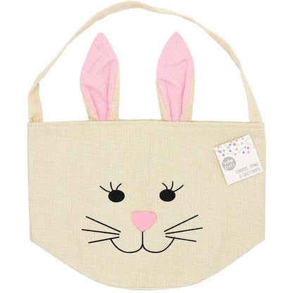 White Smoke Easter Hession Basket, Pink Bunny, 20x18cm, 1pk Easter