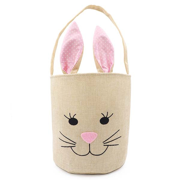 White Smoke Easter Hession Basket, Pink Bunny, 20x18cm, 1pk Easter