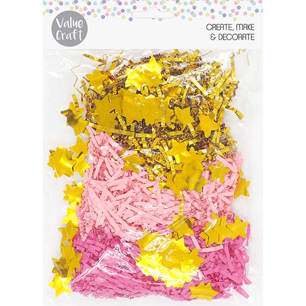 White Smoke Easter Basket Filling, Pink/ Gold/ Stars, 36g Easter