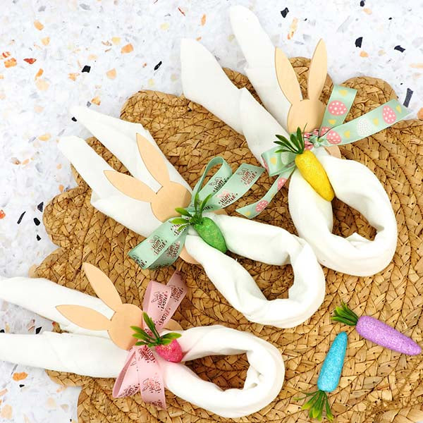 White Smoke Easter Wooden Bunny Ring, 122cm, 6pk Easter