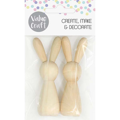 White Smoke Easter 3D Wood Bunnies, 8.8cm x 2cm, 2pk Easter