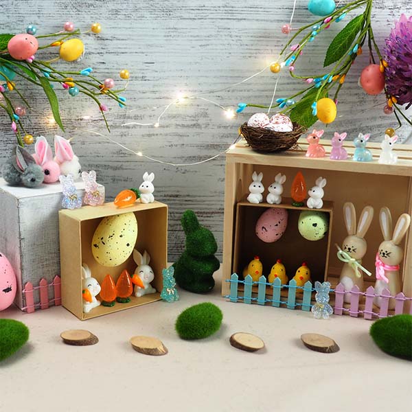 Light Gray Easter 3D Wood Bunnies, 8.8cm x 2cm, 2pk Easter