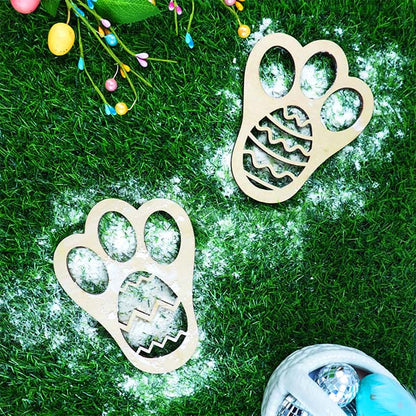 Dark Green Easter Wooden Bunny Feet, 11.5cm x 15cm, 2pk Easter