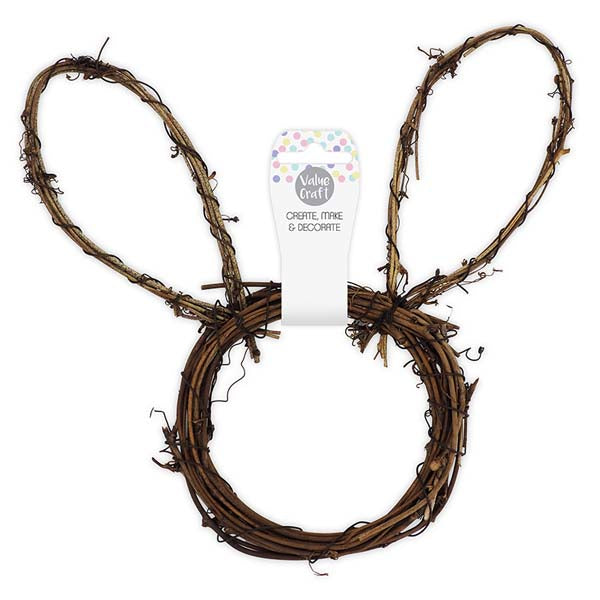 White Smoke Easter DIY Bunny Head Wooden Wreath, 14cm, 1pk Easter