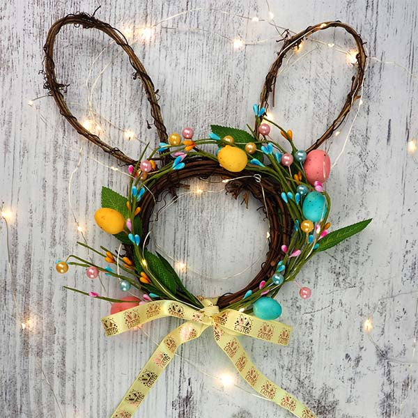 Gray Easter DIY Bunny Head Wooden Wreath, 14cm, 1pk Easter