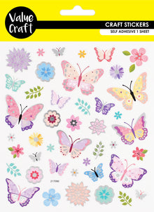White Smoke Stickers Foil, Butterflies 1Sh Paper Craft