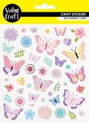 White Smoke Stickers Foil, Butterflies 1Sh Paper Craft