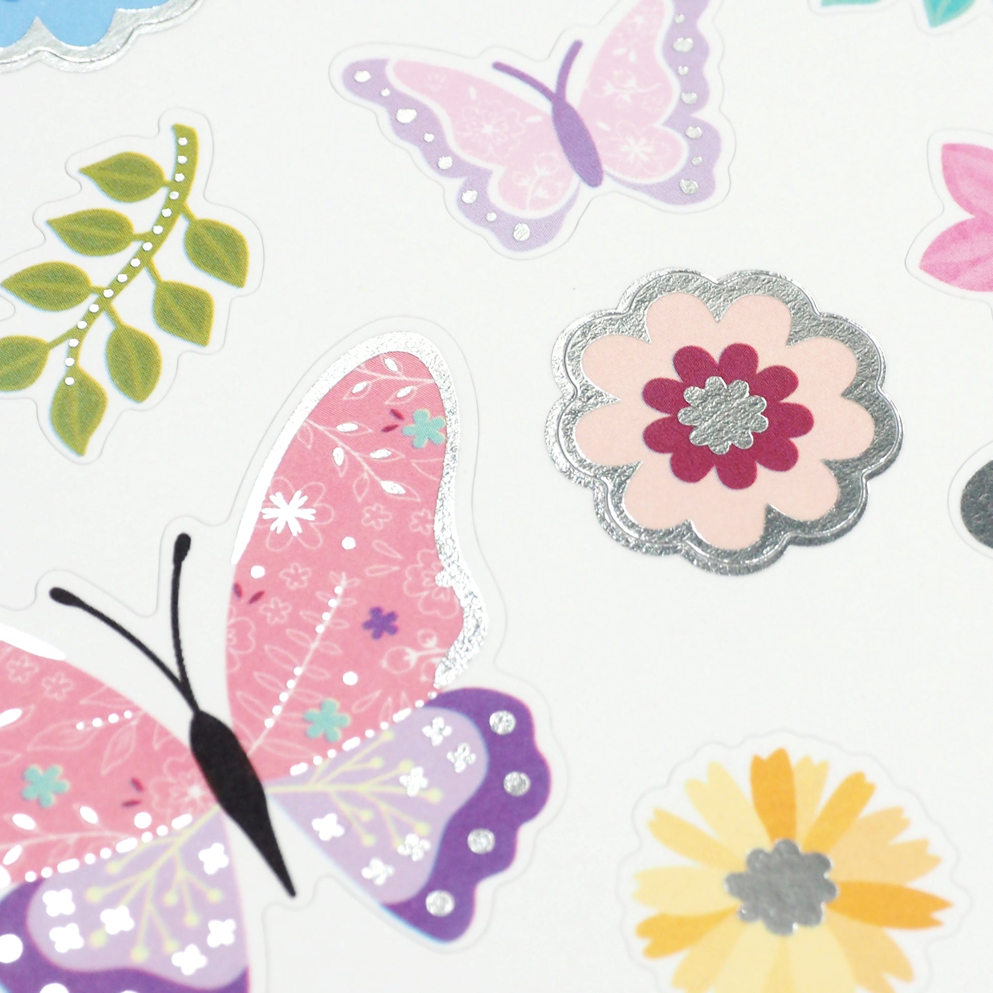 White Smoke Stickers Foil, Butterflies 1Sh Paper Craft