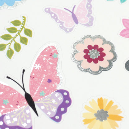 White Smoke Stickers Foil, Butterflies 1Sh Paper Craft