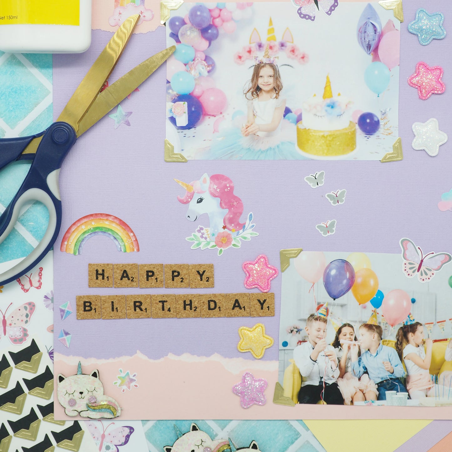 Light Gray Stickers Foil, Butterflies 1Sh Paper Craft