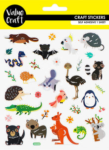 White Smoke Stickers Foil, Australian Animals, 1 Sheet Paper Craft