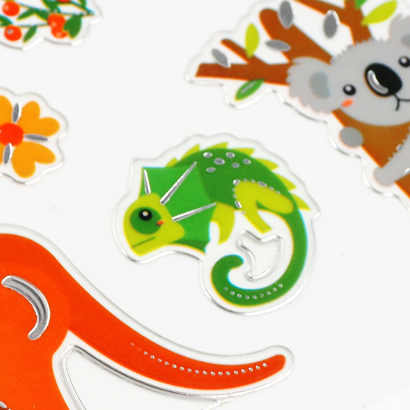 White Smoke Stickers Foil, Australian Animals, 1 Sheet Paper Craft