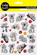 White Smoke Stickers Foil Koalas 1Sh Paper Craft