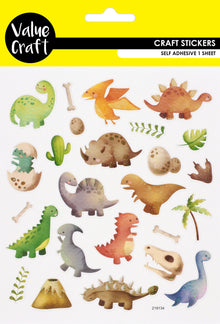 White Smoke Stickers Glitter Dinosaurs 1Sh Paper Craft