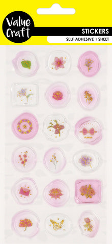 Misty Rose Stickers Epoxy, Seals Pink 1Sh Paper Craft