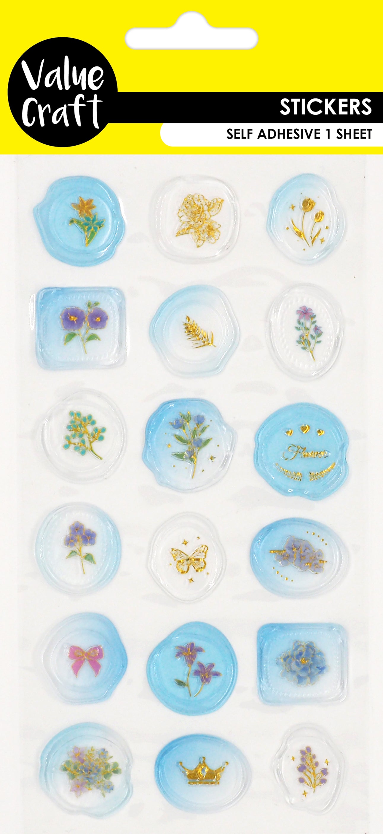 Lavender Stickers Epoxy Seals Blue 1Sh Paper Craft