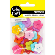 Yellow Plastic Buttons with Thread, Flower Assortment, 30g Kids Craft Basics