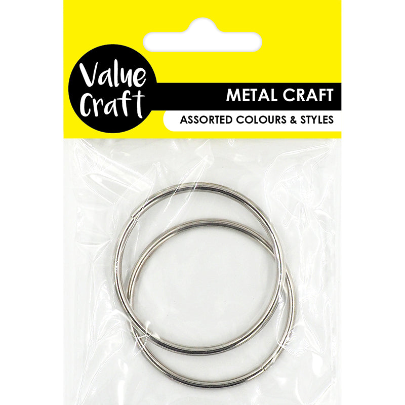 White Smoke Rings 50Mm Metal Silver 2Pc Metal Craft