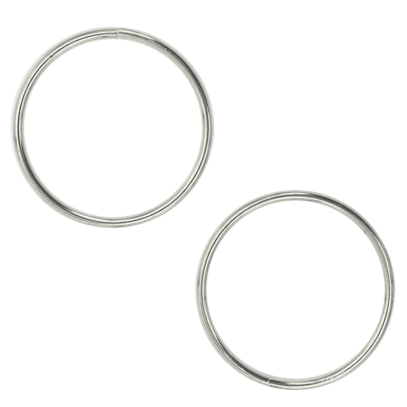White Smoke Rings 50Mm Metal Silver 2Pc Metal Craft