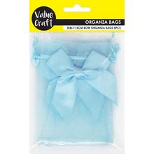 Light Blue Party Mini Bow Organza Bags, Blue, 8.8x11.5cm, 5pk Party