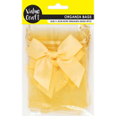 Yellow Party Mini Bow Organza Bags, Gold, 8.8x11.5cm, 5pk Party