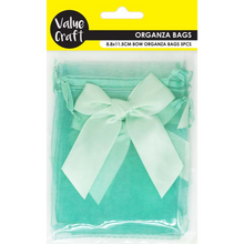 Yellow Party Mini Bow Organza Bags, Mint, 8.8x11.5cm, 5pk Party