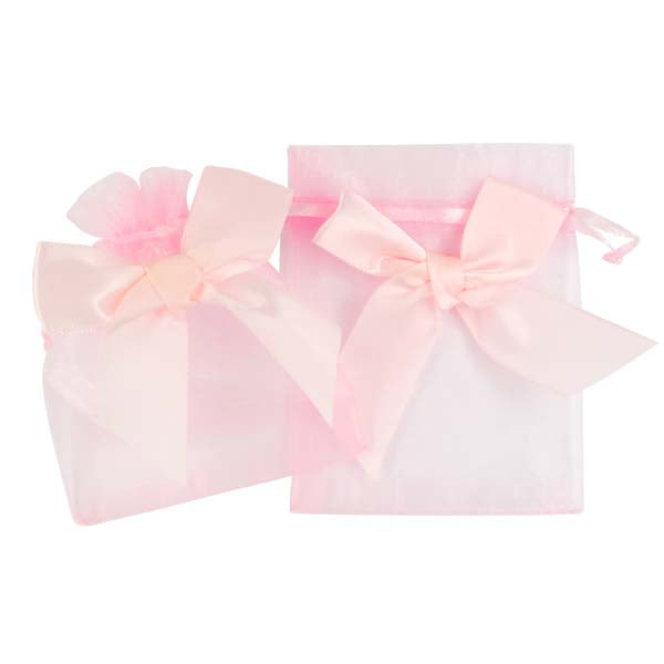 Misty Rose Party Mini Bow Organza Bags, Pink, 8.8x11.5cm, 5pk Party