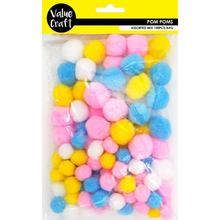 Yellow Small Pom Poms, Assorted Pastels, 100pk Kids Activities
