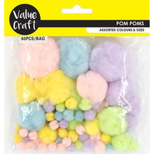 Yellow Mixed Size Pom Poms, Assorted Pastels, 60pk Kids Activities